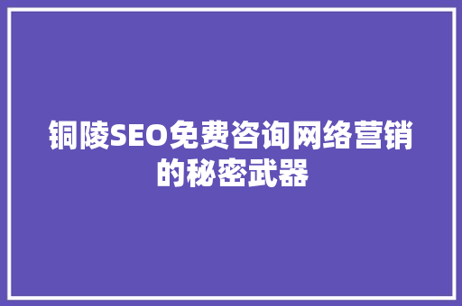 铜陵SEO免费咨询网络营销的秘密武器  第1张