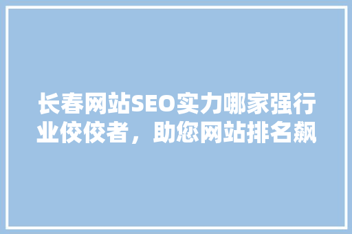 长春网站SEO实力哪家强行业佼佼者，助您网站排名飙升