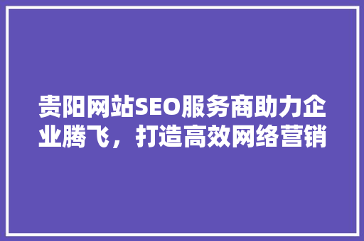 贵阳网站SEO服务商助力企业腾飞，打造高效网络营销步骤