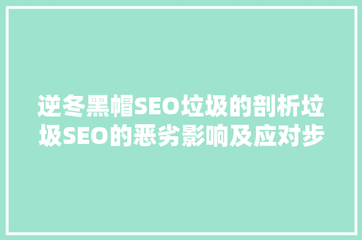 逆冬黑帽SEO垃圾的剖析垃圾SEO的恶劣影响及应对步骤