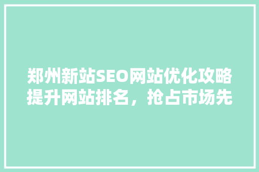 郑州新站SEO网站优化攻略提升网站排名，抢占市场先机