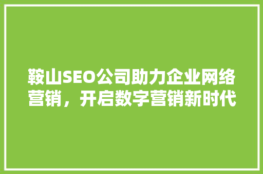 鞍山SEO公司助力企业网络营销，开启数字营销新时代