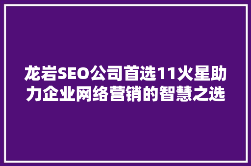 龙岩SEO公司首选11火星助力企业网络营销的智慧之选