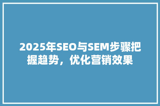 2025年SEO与SEM步骤把握趋势，优化营销效果