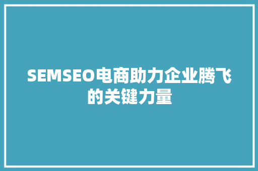SEMSEO电商助力企业腾飞的关键力量