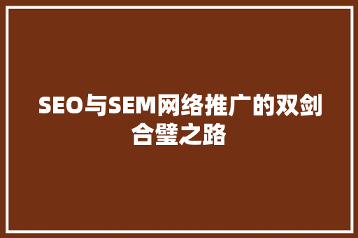 SEO与SEM网络推广的双剑合璧之路