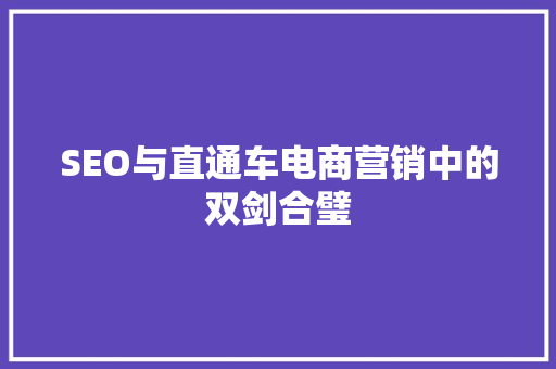 SEO与直通车电商营销中的双剑合璧