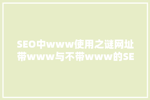SEO中www使用之谜网址带www与不带www的SEO优劣