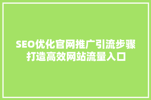 SEO优化官网推广引流步骤打造高效网站流量入口
