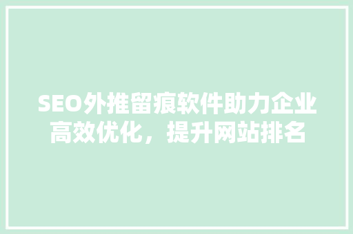 SEO外推留痕软件助力企业高效优化，提升网站排名