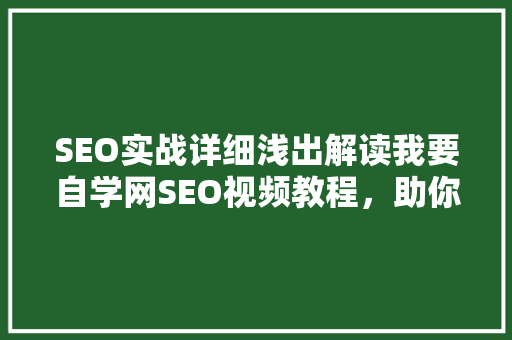 SEO实战详细浅出解读我要自学网SEO视频教程，助你轻松掌握搜索引擎优化方法
