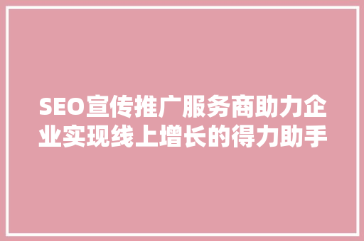 SEO宣传推广服务商助力企业实现线上增长的得力助手