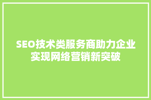 SEO技术类服务商助力企业实现网络营销新突破
