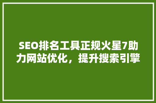 SEO排名工具正规火星7助力网站优化，提升搜索引擎排名