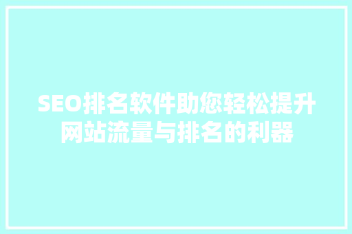 SEO排名软件助您轻松提升网站流量与排名的利器