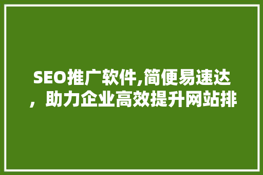 SEO推广软件,简便易速达，助力企业高效提升网站排名