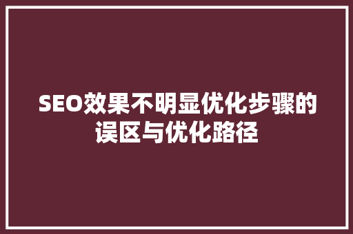 SEO效果不明显优化步骤的误区与优化路径