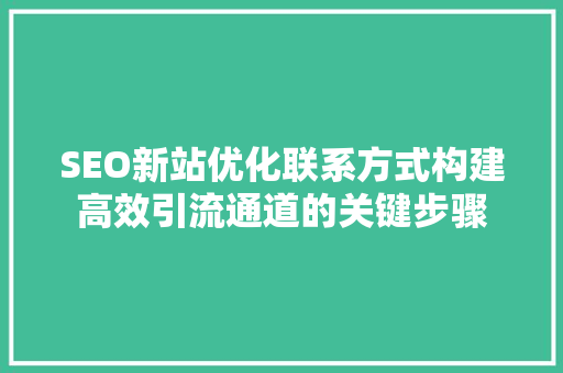 SEO新站优化联系方式构建高效引流通道的关键步骤