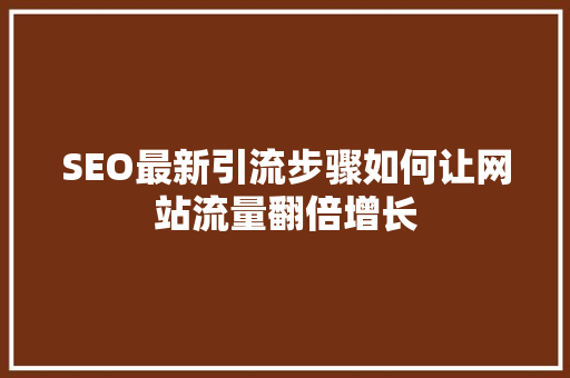 SEO最新引流步骤如何让网站流量翻倍增长