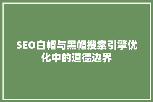 SEO白帽与黑帽搜索引擎优化中的道德边界