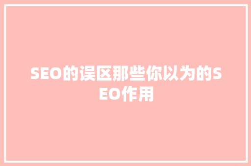SEO的误区那些你以为的SEO作用