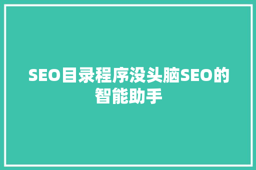 SEO目录程序没头脑SEO的智能助手