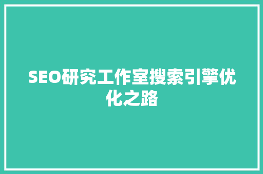 SEO研究工作室搜索引擎优化之路