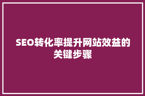 SEO转化率提升网站效益的关键步骤