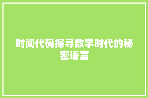 时间代码探寻数字时代的秘密语言