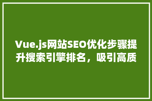 Vue.js网站SEO优化步骤提升搜索引擎排名，吸引高质量流量