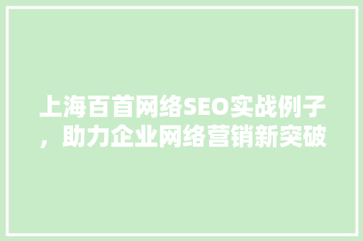 上海百首网络SEO实战例子，助力企业网络营销新突破