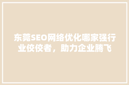 东莞SEO网络优化哪家强行业佼佼者，助力企业腾飞