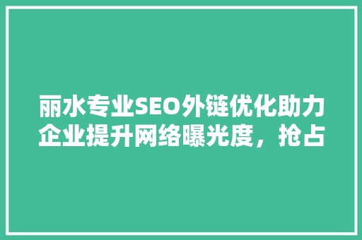 丽水专业SEO外链优化助力企业提升网络曝光度，抢占市场先机