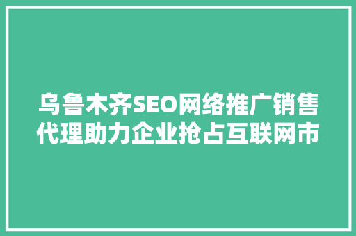 乌鲁木齐SEO网络推广销售代理助力企业抢占互联网市场制高点