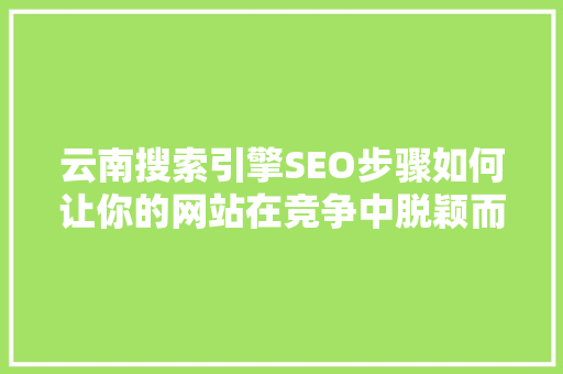 云南搜索引擎SEO步骤如何让你的网站在竞争中脱颖而出