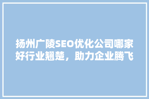 扬州广陵SEO优化公司哪家好行业翘楚，助力企业腾飞