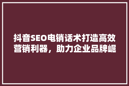 抖音SEO电销话术打造高效营销利器，助力企业品牌崛起