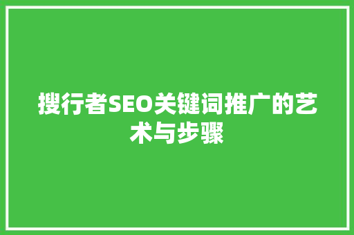 搜行者SEO关键词推广的艺术与步骤