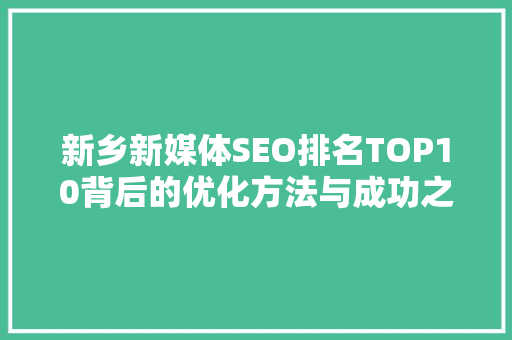 新乡新媒体SEO排名TOP10背后的优化方法与成功之路