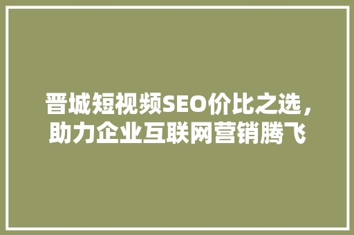 晋城短视频SEO价比之选，助力企业互联网营销腾飞