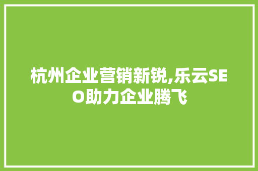 杭州企业营销新锐,乐云SEO助力企业腾飞