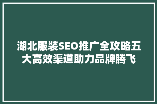 湖北服装SEO推广全攻略五大高效渠道助力品牌腾飞