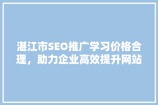 湛江市SEO推广学习价格合理，助力企业高效提升网站排名