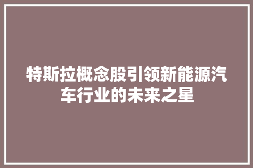 特斯拉概念股引领新能源汽车行业的未来之星