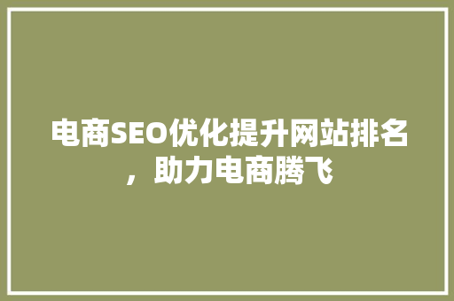 电商SEO优化提升网站排名，助力电商腾飞
