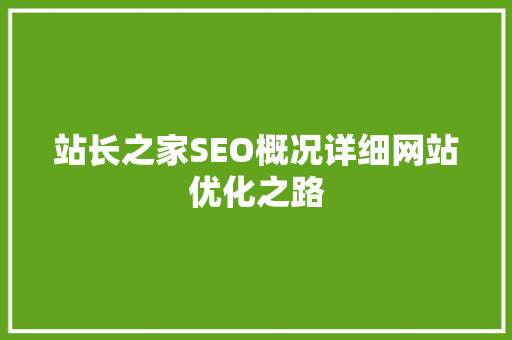 站长之家SEO概况详细网站优化之路