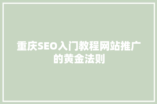 重庆SEO入门教程网站推广的黄金法则