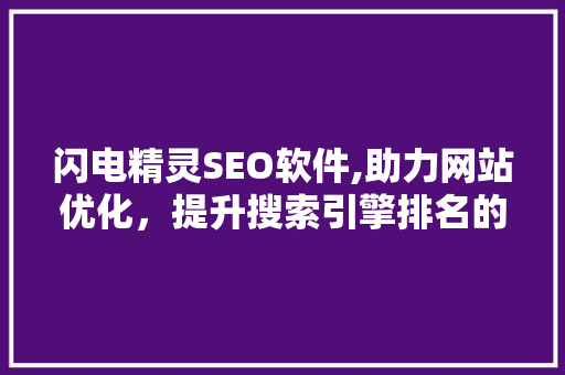 闪电精灵SEO软件,助力网站优化，提升搜索引擎排名的秘密武器