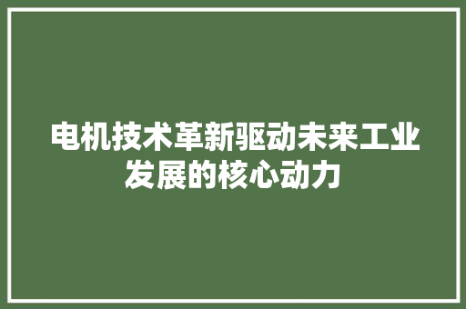 电机技术革新驱动未来工业发展的核心动力