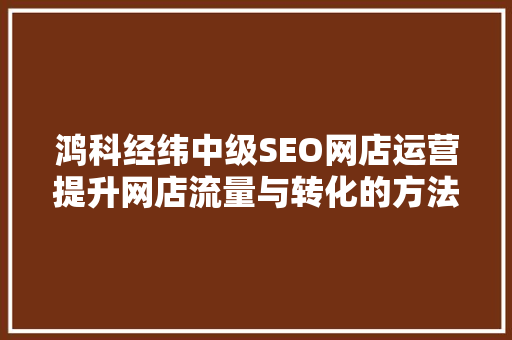鸿科经纬中级SEO网店运营提升网店流量与转化的方法